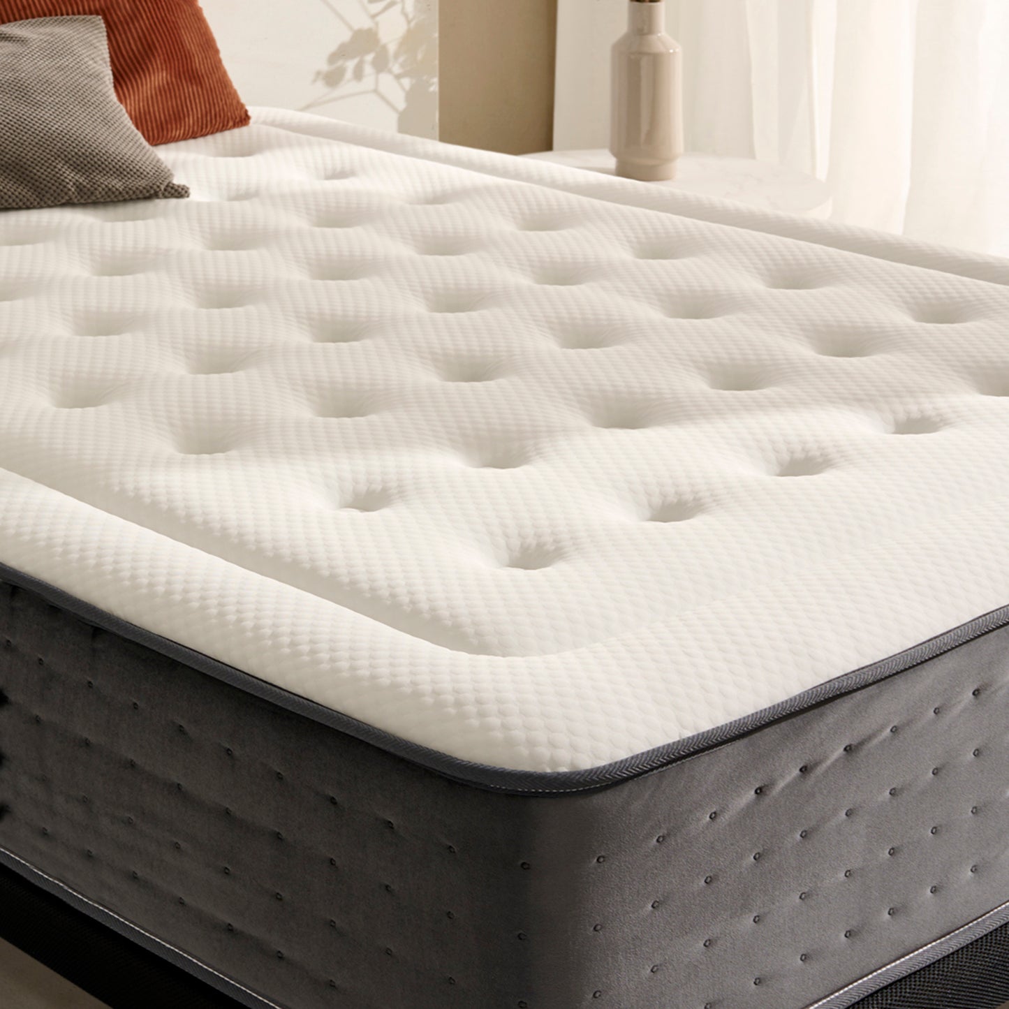 Colchón Premium BARROCO | Muelles Ensacados y Viscoelástica Gel D60 | Altura 29 cm | Reversible Verano/Invierno con Tejido 2D Transpirable | Firmeza Medio Alta | Hipoalergénico
