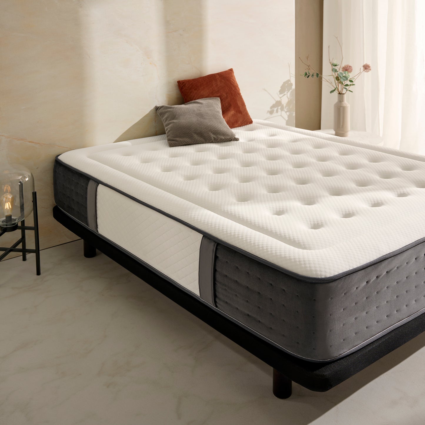Colchón TIMBER 29 cm Airtech Multizona y Visco Airgel 85D | Núcleo D50 Alta Densidad | Firmeza Media/Alta | Reversible Verano/Invierno | Transpirable, Hipoalergénico