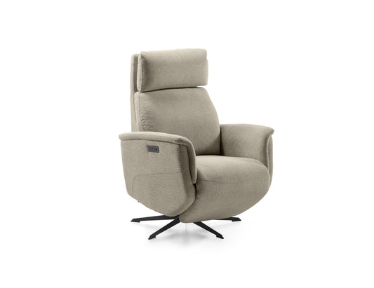 Sillón Relax Reclinable y Giratorio Morfeo | Tapizado Tela Antimanchas AquaClean 1 Motor Eléctrico, Cabezal Regulable, Reposapiés y Puerto USB-C