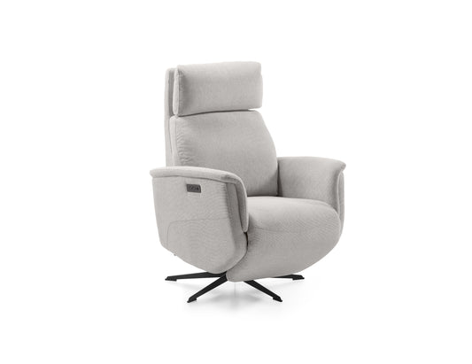 Sillón Relax Reclinable y Giratorio Morfeo | Tapizado Tela Antimanchas AquaClean 1 Motor Eléctrico, Cabezal Regulable, Reposapiés y Puerto USB-C