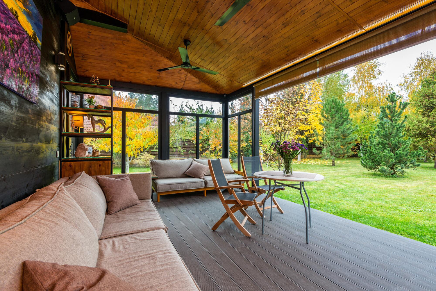 Lavish Home 80-OUTD-1 Muebles de exterior de celosía y hojas para jardín,  patio, porche, juego de bistró plegable - Diseño de mesa y sillas de 3